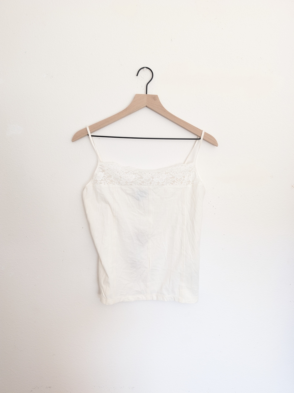 Vintage Ralph Lauren Deadstock Lace Trim White Spaghetti Strap Tank Top